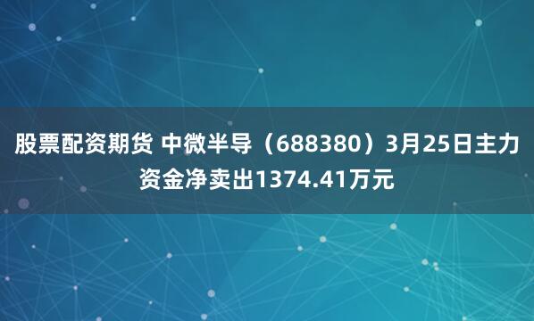 股票配资期货 中微半导(688380)3月25日主力资金净卖出1374.41万元