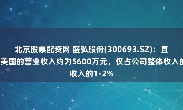 北京股票配资网 盛弘股份(300693.SZ):直接出口美国的营业收入约为5600万元,仅占公司整体收入的1-2%