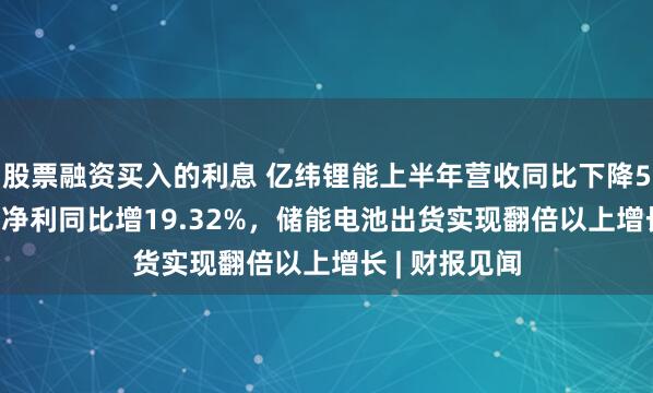 股票融资买入的利息 亿纬锂能上半年营收同比下降5.73%,扣非净利同比增19.32%,储能电池出货实现翻倍以上增长 | 财报见闻